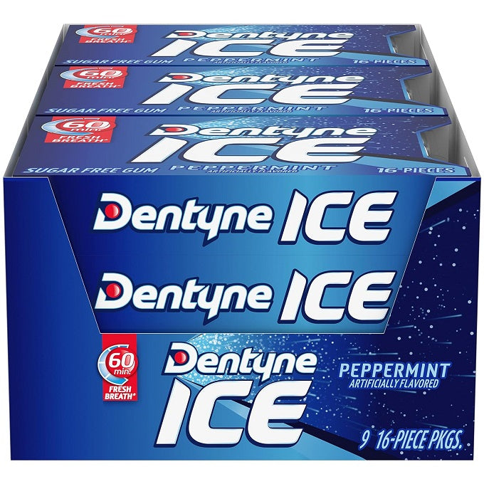 Dentyne Ice Sugar Free Gum Peppermint Pack of 9