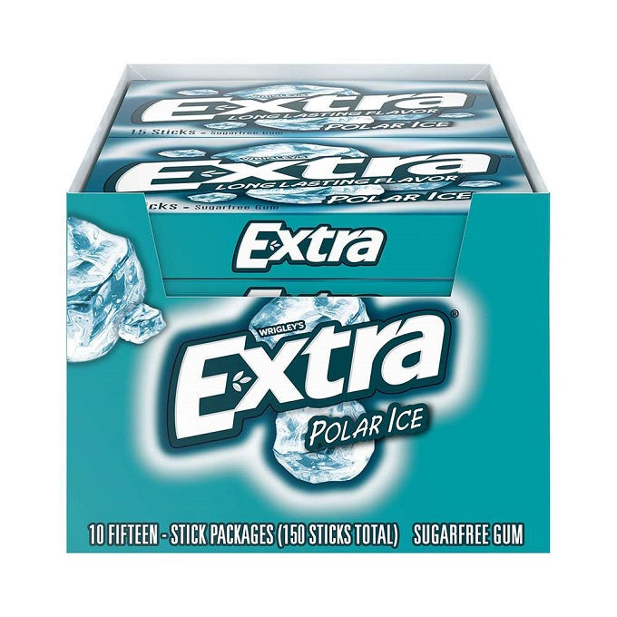 Extra Sugar Free Polar Ice Chewing Gum (Pack of 10)