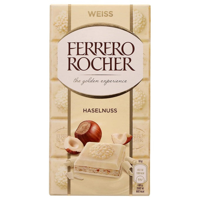 Ferrero Rocher White Chocolate With Hazelnut Bar 90g