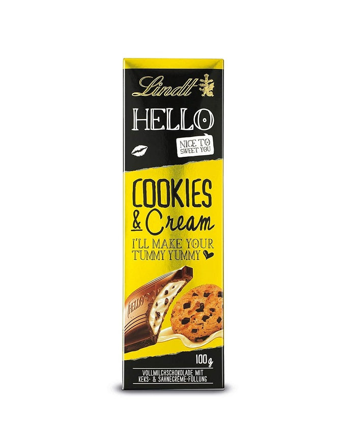 Lindt Hello Cookies and Cream Milk Chocolate Bar 100 g