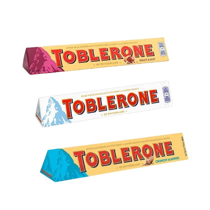 Toblerone Chocolate Combo Pack (Crunchy Almonds , White, Fruit N Nut) Pack of 3