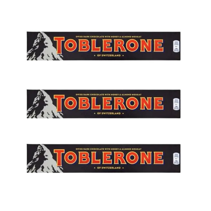 Toblerone Dark Chocolate with Honey and Almond Nougat, 3 x 100 g