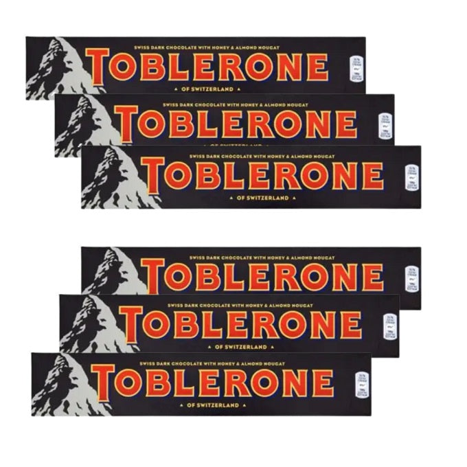 Toblerone Dark Chocolate with Honey and Almond Nougat, 6 x 100 g