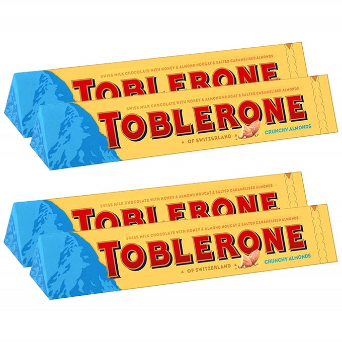 Toblerone Milk Chocolate with Crunchy Almonds 100gm (Pack of 4)