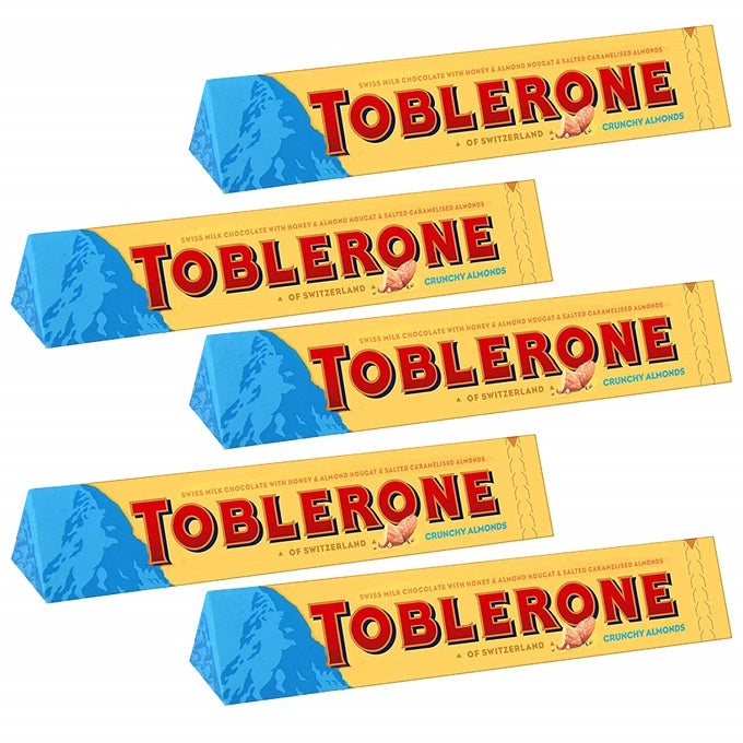 Toblerone Milk Chocolate with Crunchy Almonds 100gm (Pack of 5)