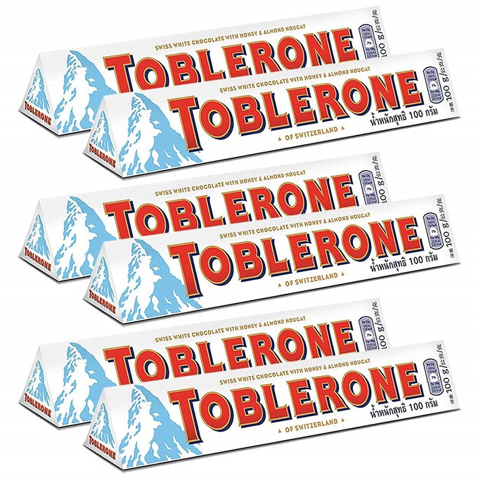 Toblerone White Chocolate with Honey and Almond Nougat 6 Pack