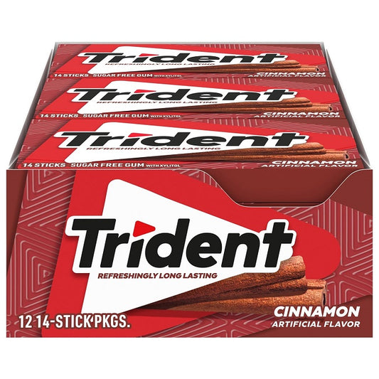 Trident Sugar Free Gum Cinnamon (Pack of 12)