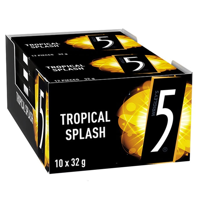 Wrigley's 5 Gum Tropical Splash Sugar Free Gum Pack of 10