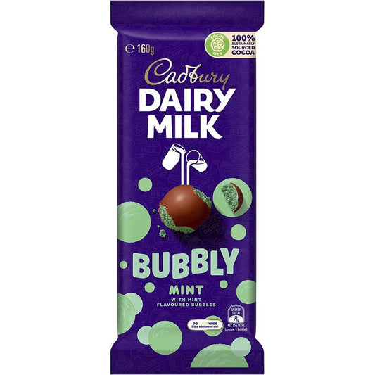 Cadbury's Dairy Milk Bubbly Mint Chocolate 160gm