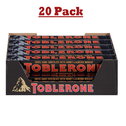 Toblerone Dark Chocolate with Honey and Almond Nougat 20x100g Imported