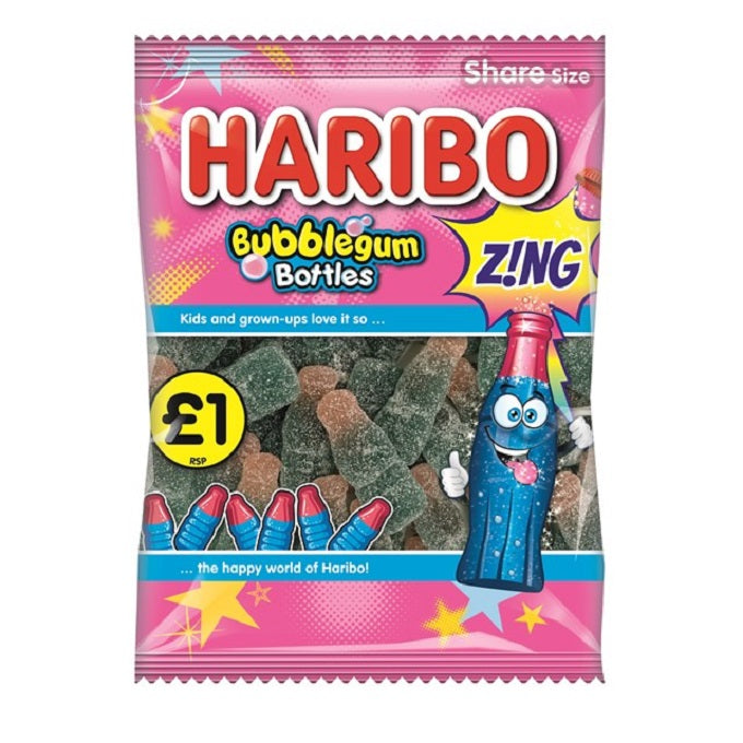 Haribo Bubblegum Bottles Z!NG 160gm