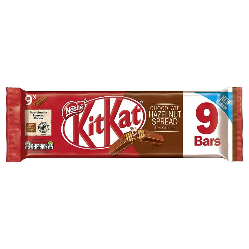 KitKat 9 bar Hazelnut Milk Chocolate 2 Finger Bar 186g Imported