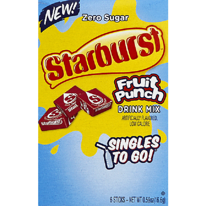 Starburst Zero Sugar Drink Mix -Fruit Punch 6 Sticks