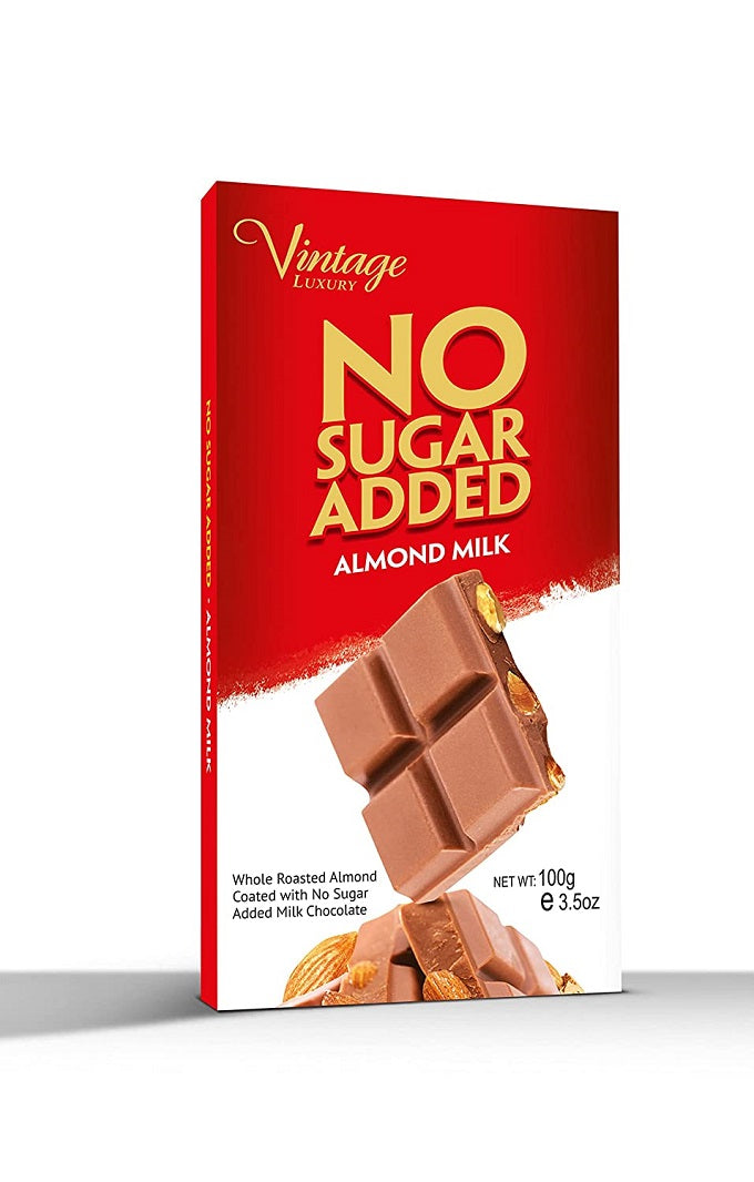 Vintage Luxury No Sugar Added Almond Milk Chocolate 100gm