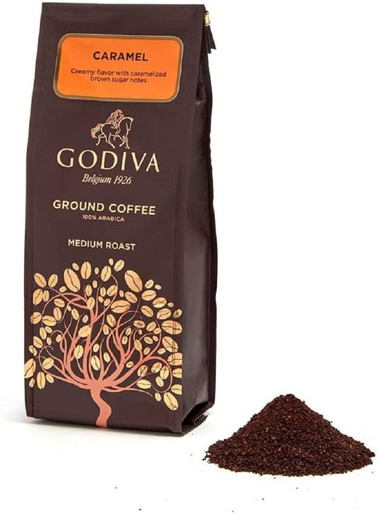 Godiva Caramel Ground Coffee 100% Arabica Medium Roast Coffee Packet 284g
