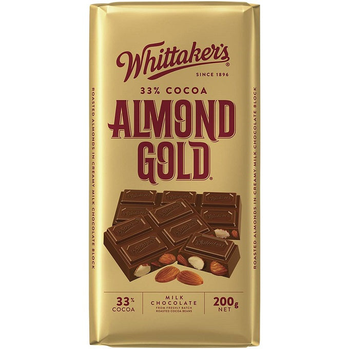 Whittaker's 33% Cocoa Almond Gold Chocolate 200g