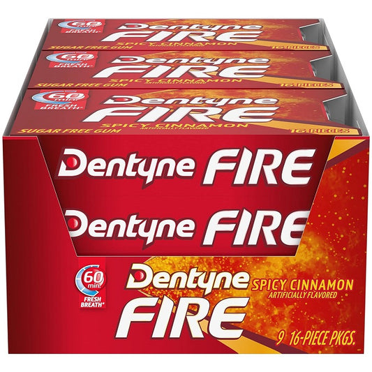Dentyne Ice Sugar Free Gum Spicy Cinnamon Pack of 9