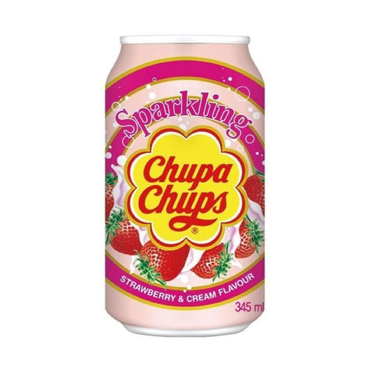 Chupa Chup Sparkling Strawberry & Cream Flavour Soft Drink, 345 ml