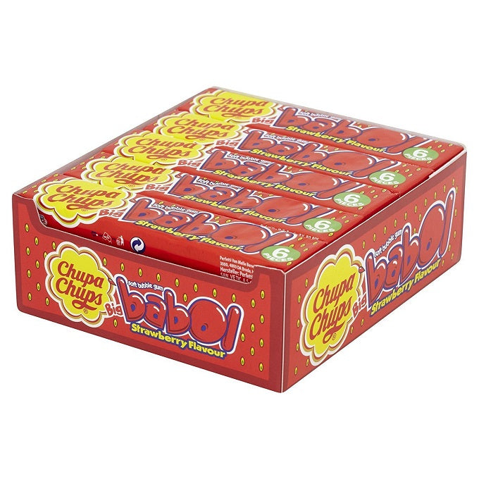 Chupa Chups Big Babol Strawberry Flavour Bubble Gum 6 Pieces (Pack of 20)