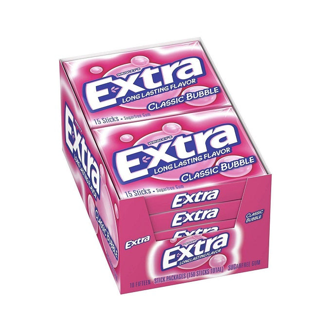 Extra Sugar Free Classic Bubble Gum (Pack of 10)