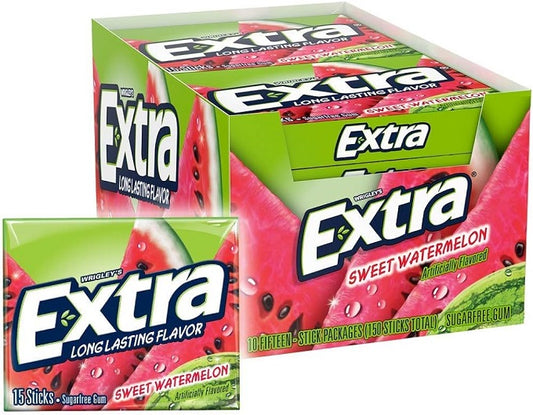 Extra Sugar Free Sweet Watermelon Chewing Gum (Pack of 10)