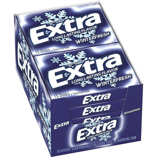 Extra Sugar Free Winterfresh Chewing Gum (Pack of 10)