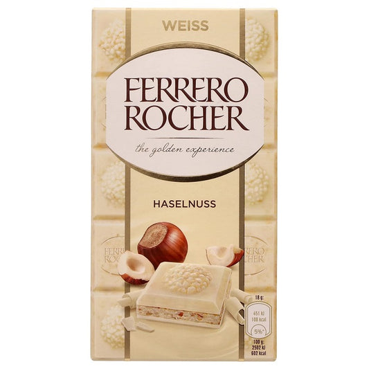 Ferrero Rocher White Chocolate With Hazelnut Bar 90g