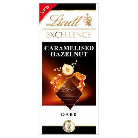 Lindt Excellence Dark Chocolate Bar with Caramelised Hazelnuts, 100g