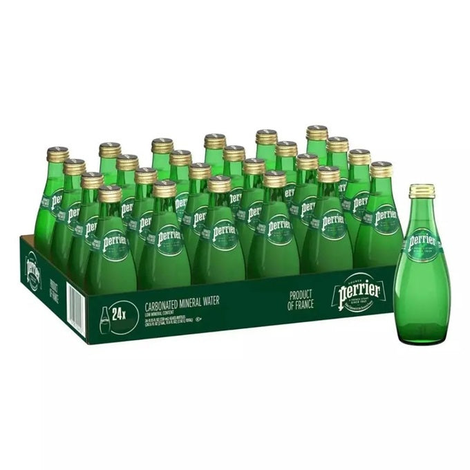 Perrier Natural Mineral Carbonated Sparkling Water, 330ml Pack of 24