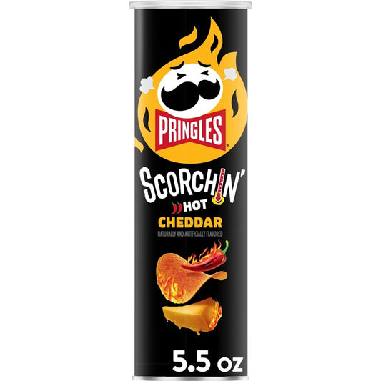 Pringles Scorchin' Hot Cheddar Potato Crisps Chips 158gm