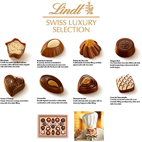 Lindt Swiss Luxury Finest Selection of Dark, Milk and White Chocolate Pralines 195g