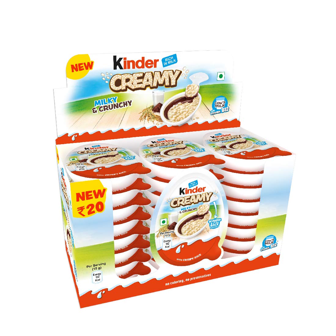 Kinder Creamy Pack of 24 Milky and Cocoa Chocolate 456g