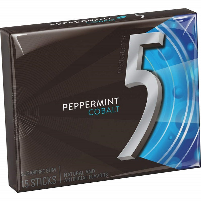 Wrigleys 5 Gum Cobalt Peppermint, Sugar Free Gum, 15 Sticks
