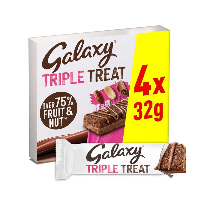 Galaxy Triple Treat Fruit & Nut Chocolate Bars 4 x 32g