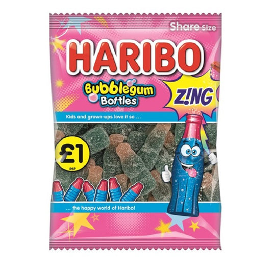 Haribo Bubblegum Bottles Z!NG 160gm