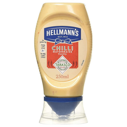 Hellmann's Chilli Squeezy Mayonnaise Fired by Tabasco 250ml