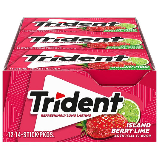Trident Island Berry Lime Sugar Free Gum 12 Pack