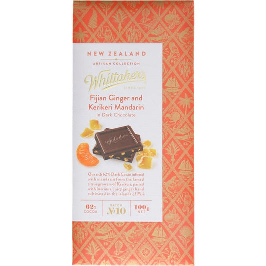 Whittaker's Fijian Ginger and Kerikeri Mandarin Dark Chocolate 100g