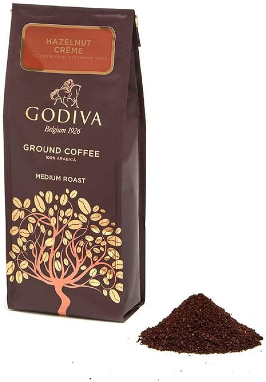 Godiva Hazelnut Creme Ground Coffee 100% Arabica Medium Roast Packet 284g