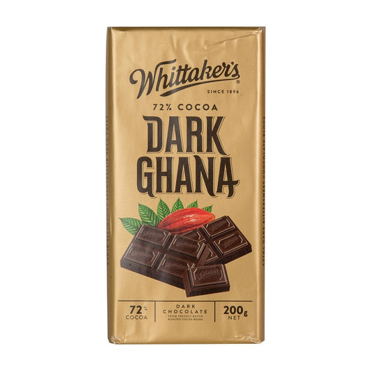 Whittakers 72% Cocoa Dark Ghana Chocolate 200gm
